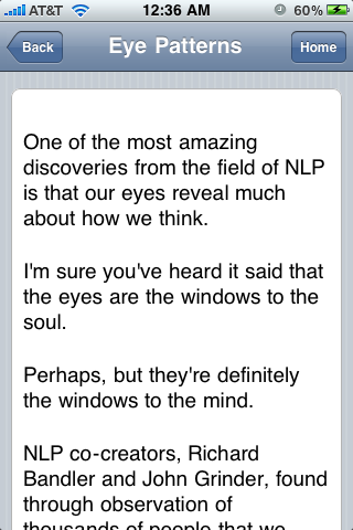 Learn NLP eye patterns on iPhone